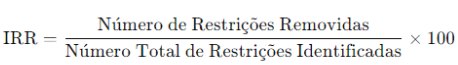 Fórmula para calcular o IRR (Índice de Remoção de Restrições)