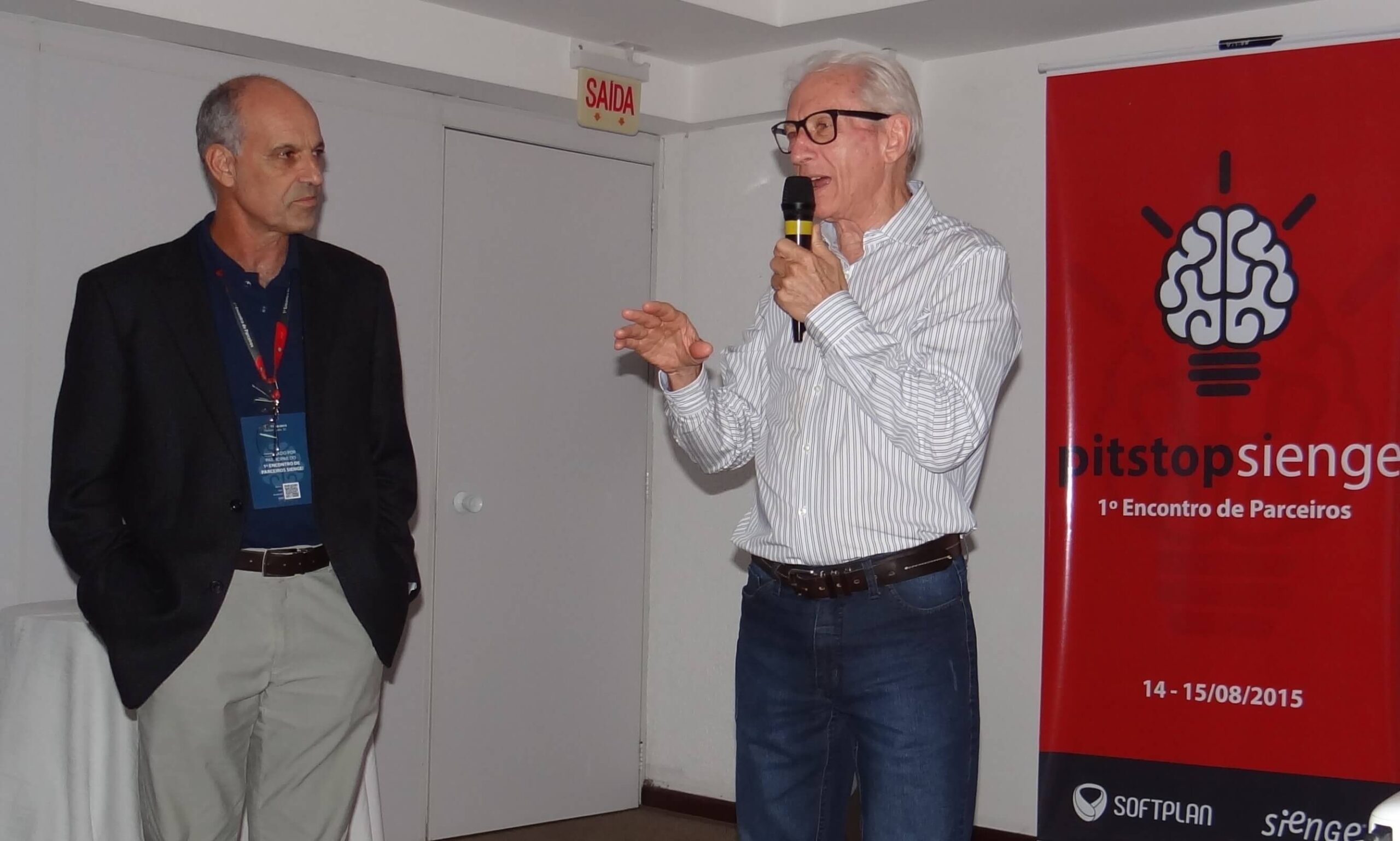 Da esquerda pra direita, Carlos Augusto de Matos (Diretor Softplan) e o empresário Loreno Ruaro Caldert (Engecal)